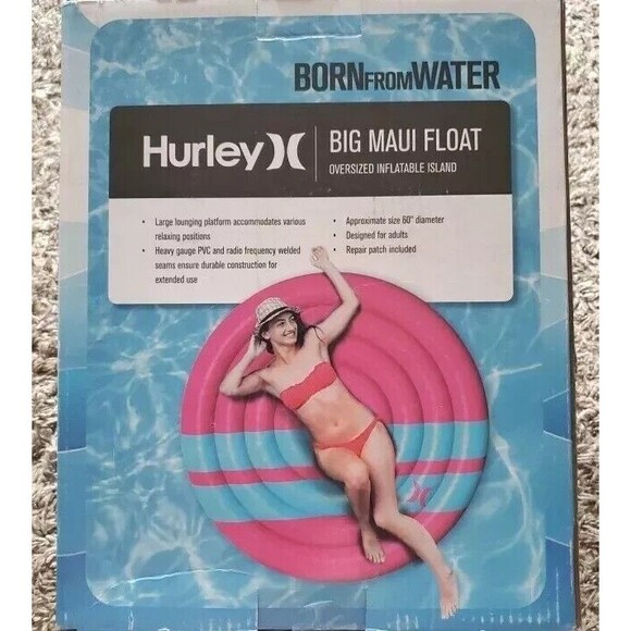 Hurley Extra-Large Mesa Inflatable Pool Float Lounger Pink/Light Blue (1311002) - Picture 1 of 4